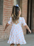 Halloween Thanksgiving Pumpkin Bow Girls Twirl Ruffle Dress - 6