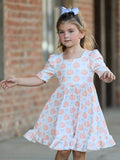 Halloween Thanksgiving Pumpkin Bow Girls Twirl Ruffle Dress - 3