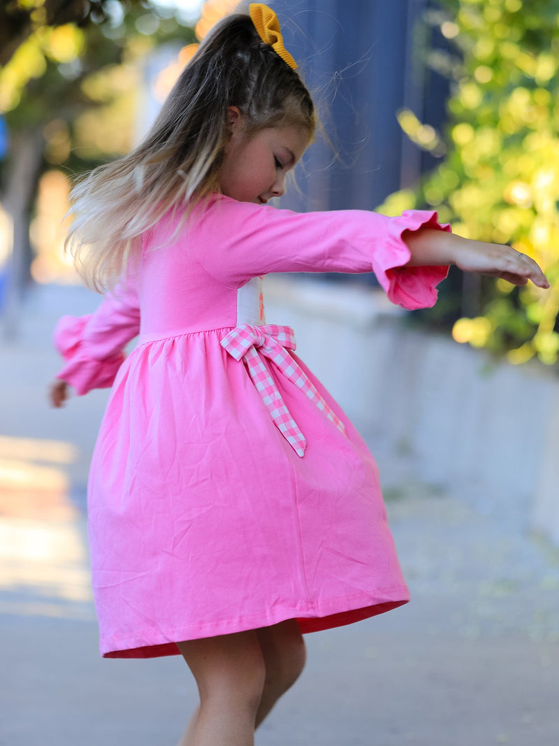 Fall Thanksgiving& Halloween "GOBBLE" Smock Embroidery Baby Girl Dress - 4