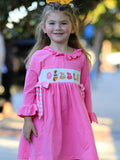 Fall Thanksgiving& Halloween "GOBBLE" Smock Embroidery Baby Girl Dress - 5