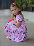 Dinosaur Heart Twirl Girls Dress Short Sleeves - 7