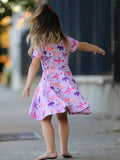 Dinosaur Heart Twirl Girls Dress Short Sleeves - 3