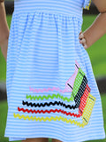 Crayon Back to School Dress with Ruffle Petal Collar - 3