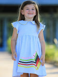 Crayon Back to School Dress with Ruffle Petal Collar - 1