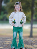 Christmas Tree Knit Cardigan Kids Holiday Sweater Button Front - 6