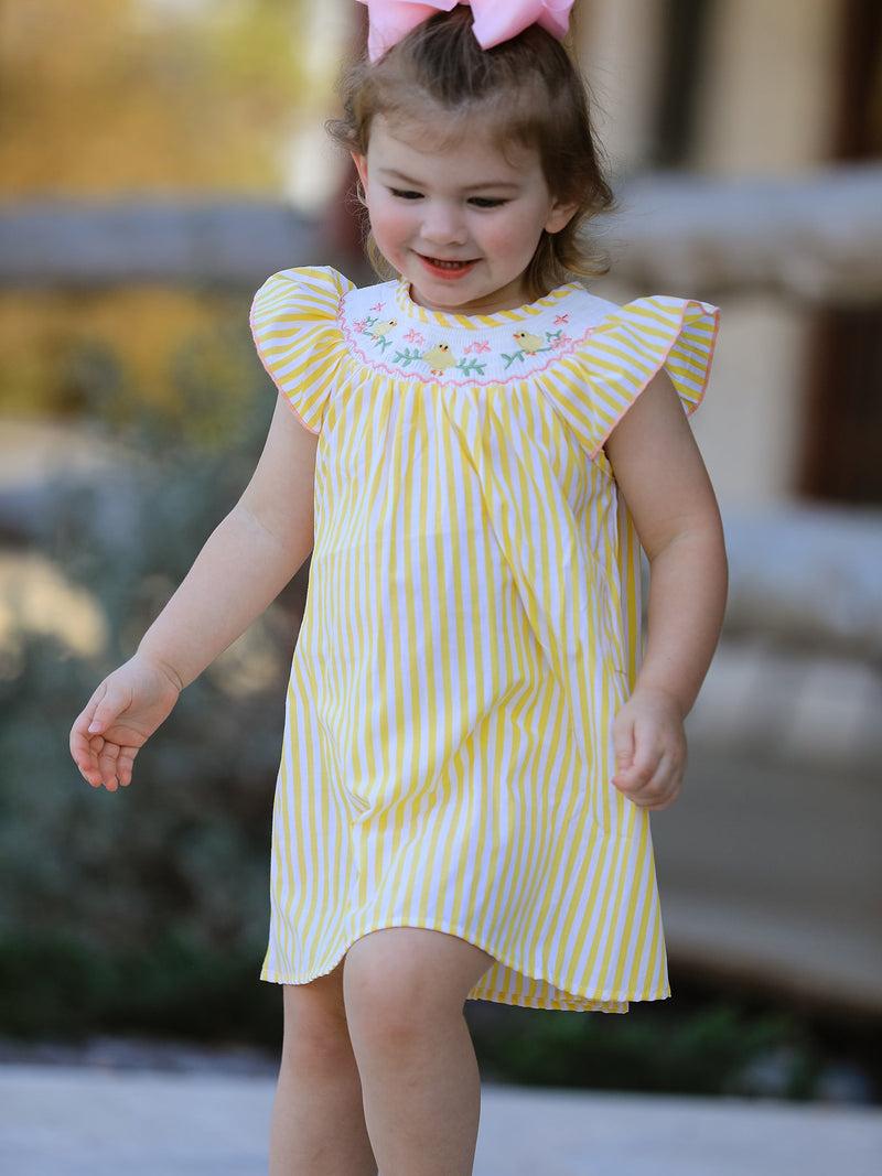 Spring/Summer Chick Floral Embroidery Smocking Girls Dress - 2