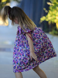 Purple Floral Bow Petals Collar Girls Dress - 5