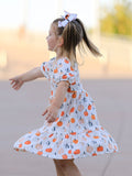 Fall Pumpkin Puff Sleeve Girls Dress - 2