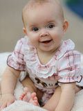 Western Horse Embroidered Smocked Plaid Baby Girl Romper - 4
