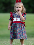 Vintage Floral Smocked Church Christ Bishop Christening Girl Dress - 1