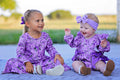Fall Lavender Floral Print Girls Long Sleeve Romper - 7