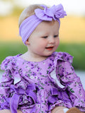 Fall Lavender Floral Print Girls Long Sleeve Romper - 2