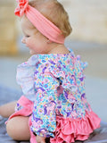 Unicorn Floral Print Girls Long Sleeve Romper - 5