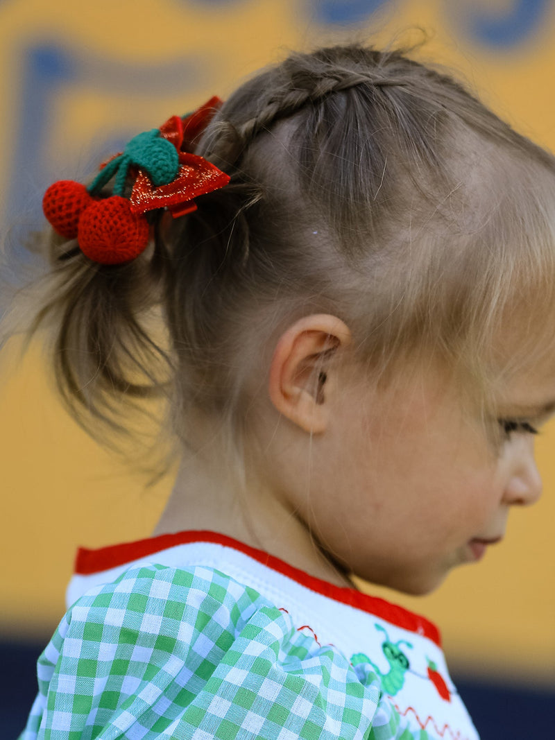 Back To School Girls Green Plaid Smocking Dress - 4