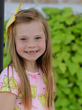 Back to School Yellow Bow Print Girls Dress - 6