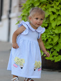 Back To School Girls Stripe Pencil Applique Bow Dress - 4
