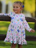 Fall Farm Chicken Print Girls Ruffle Hem Twirl Dress - 2