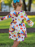 Thanksgiving Turkey Print Girls Dress - 2