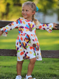 Thanksgiving Turkey Print Girls Dress - 4