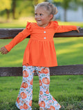 Girls Fall Pumpkin Print Set - 1