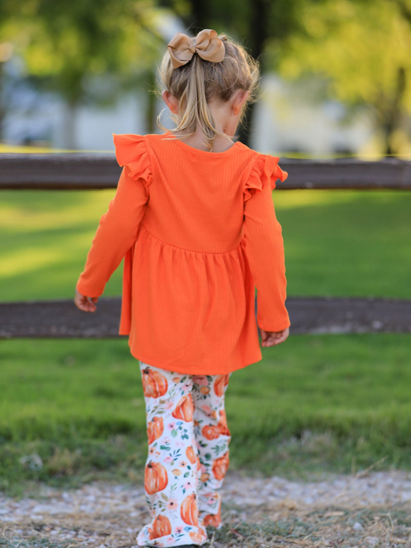 Girls Fall Pumpkin Print Set - 4