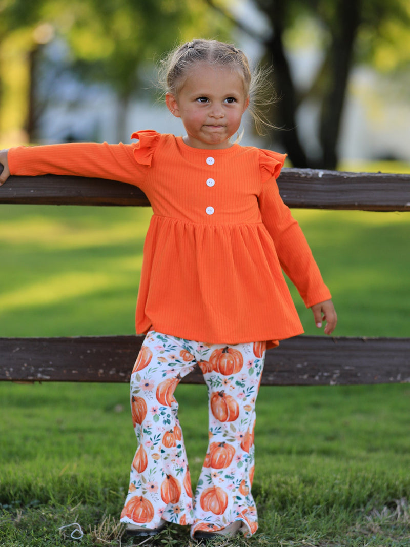 Girls Fall Pumpkin Print Set - 5