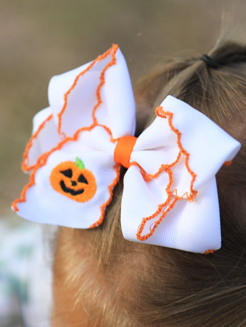 Halloween Pumpkin Bow Hairpin - 1