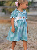 Western Plaid Horse Embroidered Girl Dress - 1