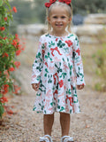Girls Christmas Bow Print Dress - 5