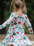 Girls Christmas Bow Print Dress - 2