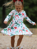 Girls Christmas Bow Print Dress - 1