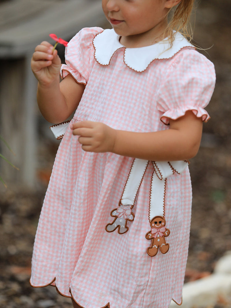 Christmas Girls Gingerbread Peter Pan Collar Dress - 1