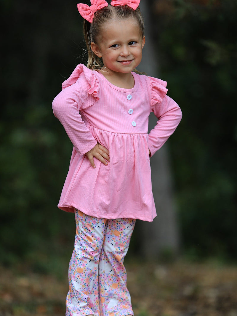 Halloween Ghost Girls Bell Bottom Pant Set Ruffle - 4