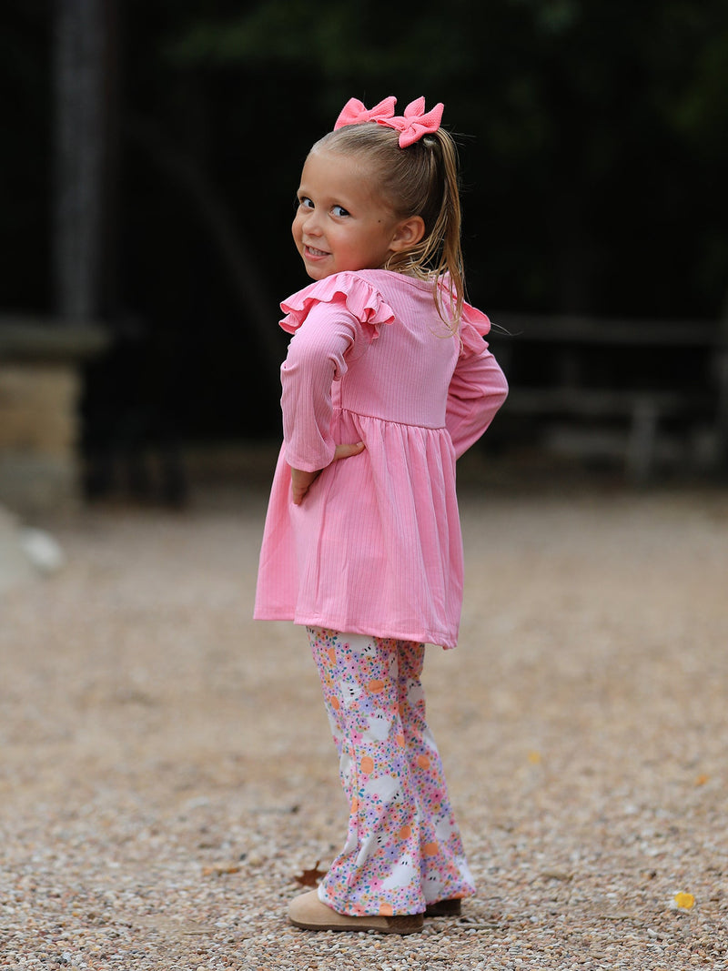 Halloween Ghost Girls Bell Bottom Pant Set Ruffle - 3