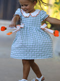 Fall Plaid Girls Dress Pumpkin Bow Smocked Peter Pan Collar - 4
