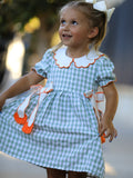 Fall Plaid Girls Dress Pumpkin Bow Smocked Peter Pan Collar - 6
