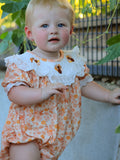 Thanksgiving Turkey Floral Lace Bubble Girls Romper - 2