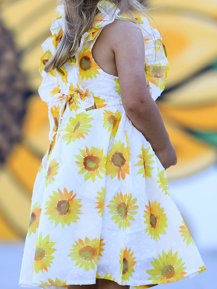 Sunflower Ruffle Cotton Dress