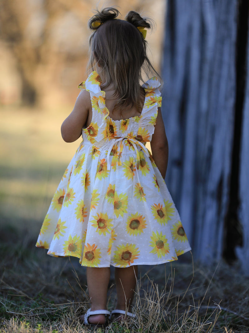 Sunflower Ruffle Cotton Dress - 4