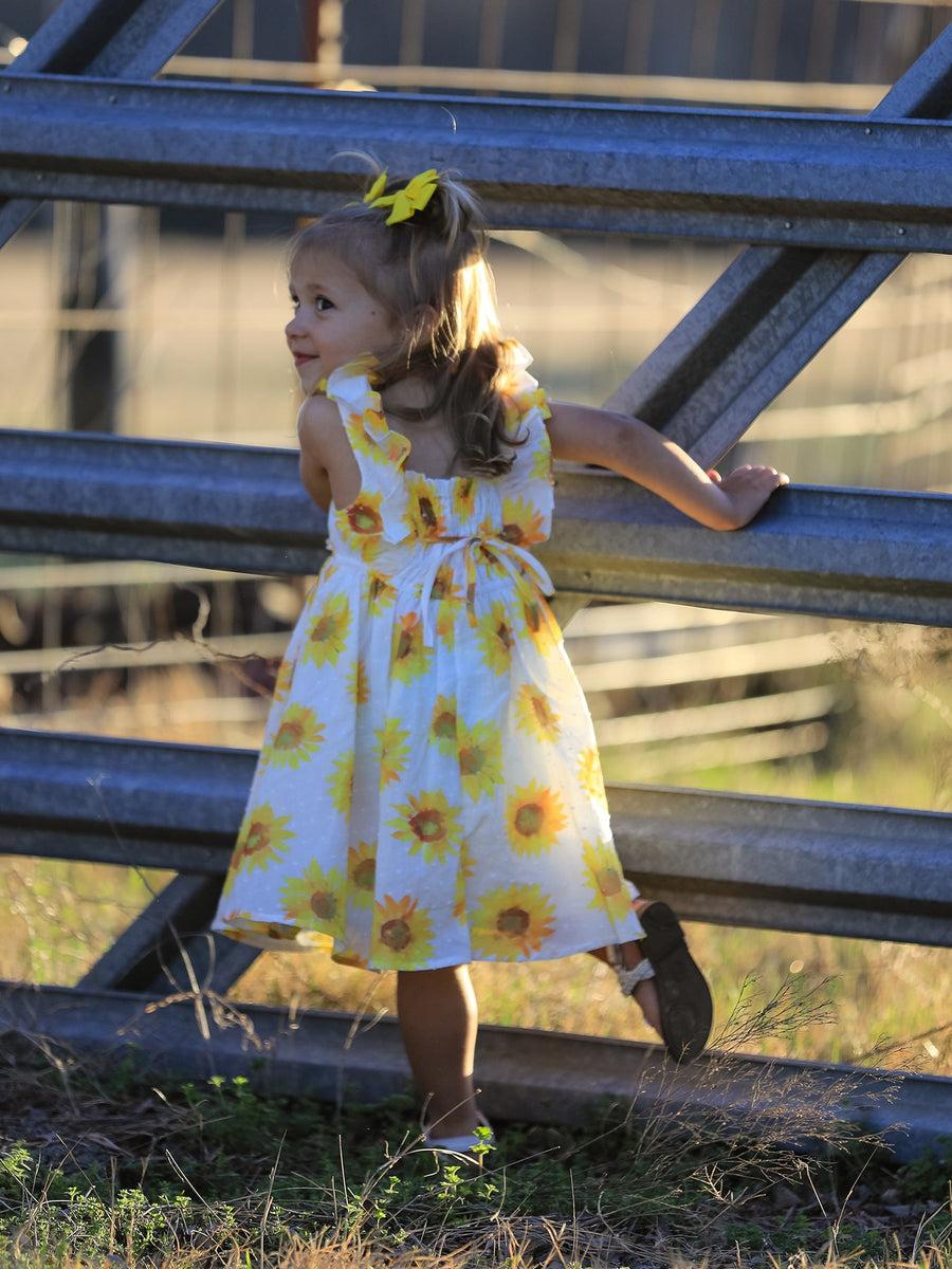 Sunflower Ruffle Cotton Dress