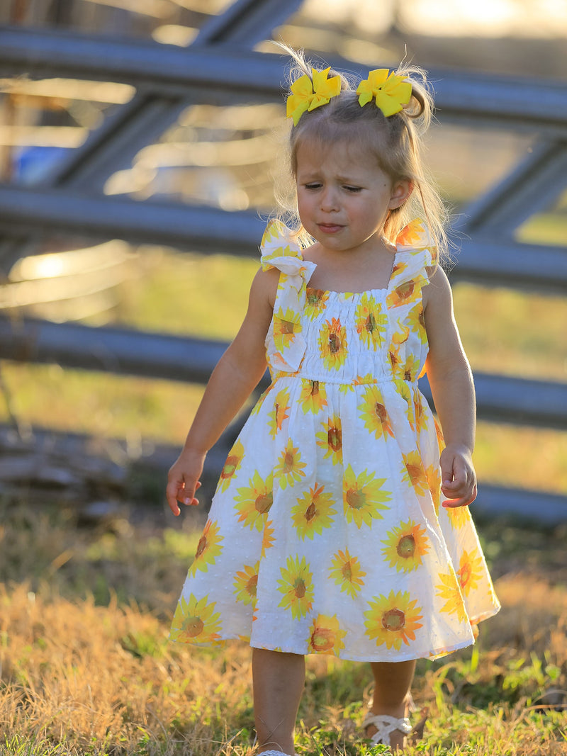 Sunflower Ruffle Cotton Dress - 1