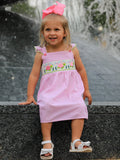 Turtle Girls Dress Pink Stripe Ruffle Strap - 1