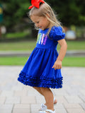 Girls Back To School Crayon Twirl Dress Ruffle Applique - 4