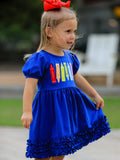 Girls Back To School Crayon Twirl Dress Ruffle Applique - 2