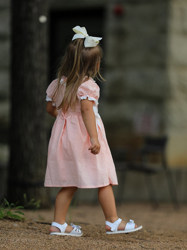 Girls Smocked Horse Embroidery Puff Sleeve Dress