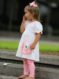 Back To School Girls' Apple Applique Set with Pockets - 5