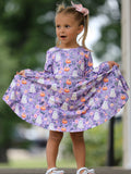 Halloween Ghost Pumpkin Girls Long Sleeve Twirl Dress - 2
