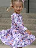 Halloween Ghost Pumpkin Girls Long Sleeve Twirl Dress - 3