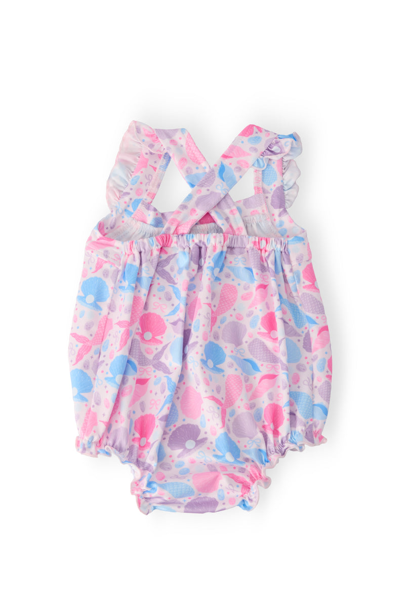 Mermaid Tails Ruffle Cross Back Romper - 2