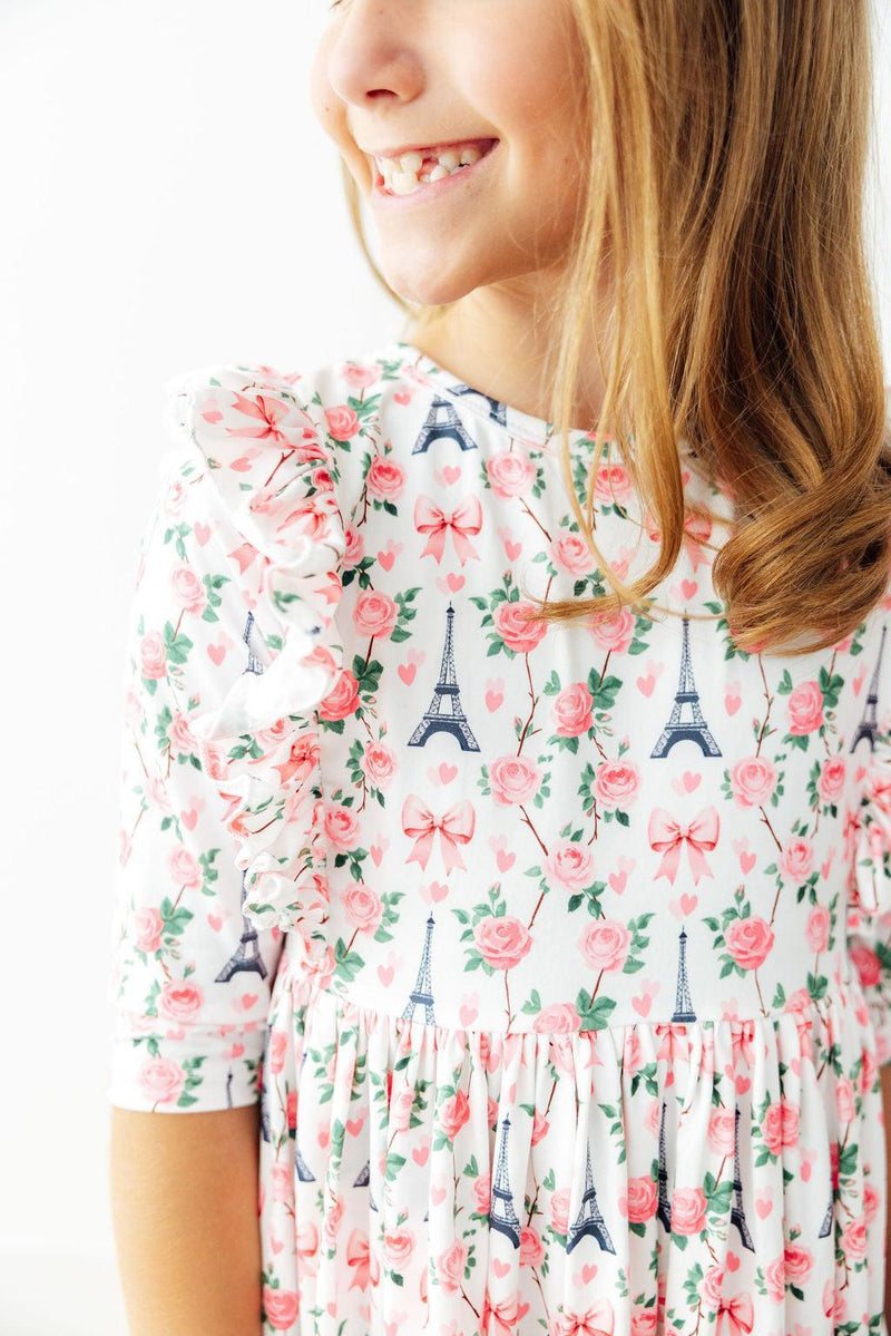 Mila in Paris 3/4 Sleeve Ruffle Twirl Dress - 1